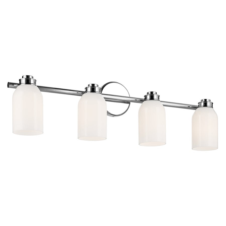 Kichler Shae 4 Light 31" Wall Mt Bath 4 Arm, Chrome/Cased Opal - 55203CH