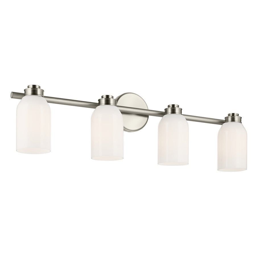 Kichler Shae 4 Light 31" Wall Mt Bath 4 Arm, Brushed Nickel/Cased Opal - 55203NI