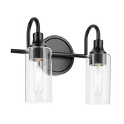 Kichler Kavi 2 Light Wall Mt Bath 2 Arm, Black/Clear - 55210BK