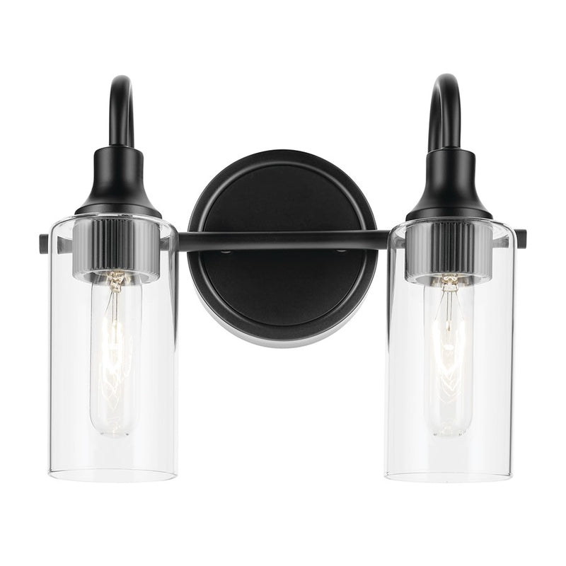 Kichler Kavi 2 Light Wall Mt Bath 2 Arm, Black/Clear