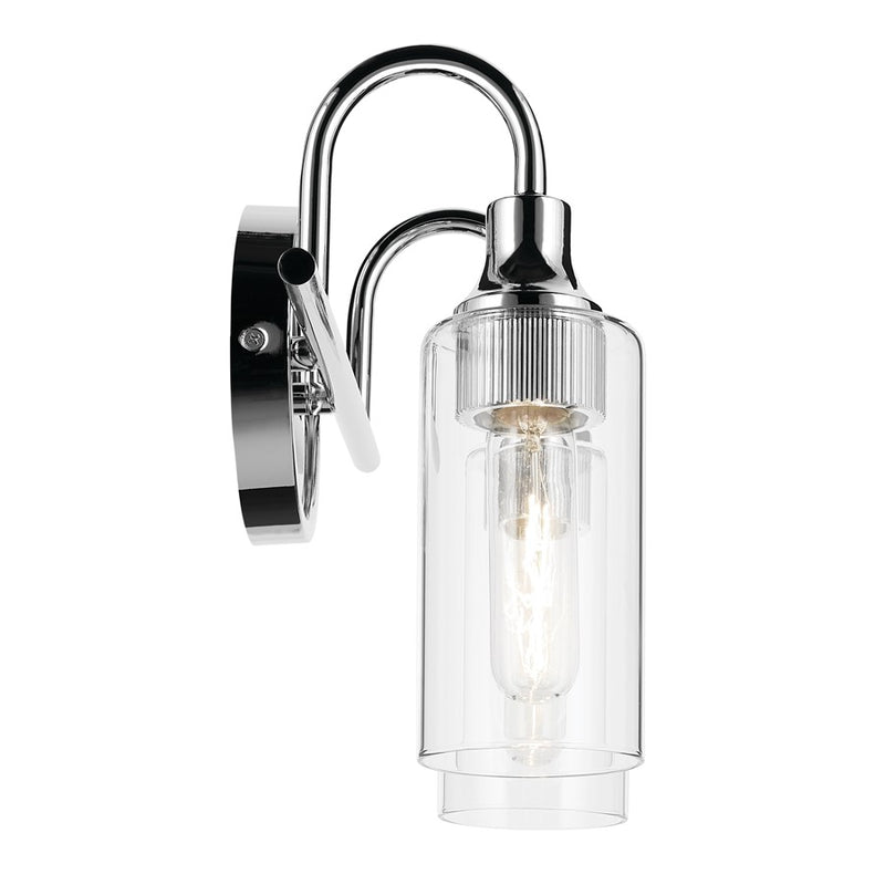 Kichler Kavi 2 Light 12.5in Vanity | Modern Chrome & Clear Glass | Bathroom & Powder Room Light | 2 x T10 Bulbs, Dimmable, Damp Rated | Model 55210CH