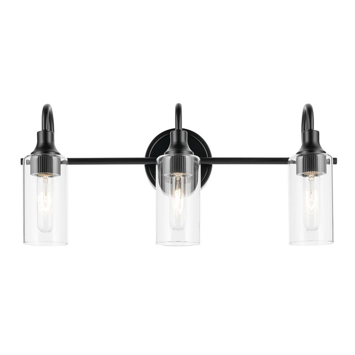 Kichler Kavi 3 Light Wall Mt Bath 3 Arm, Black/Clear