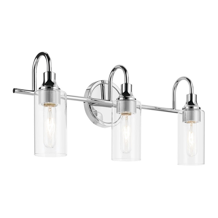 Kichler Kavi 3 Light Wall Mt Bath 3 Arm, Chrome/Clear - 55211CH