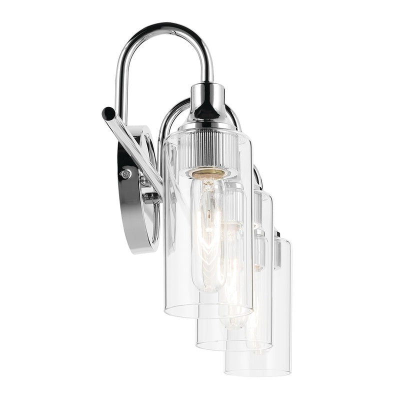 Kichler Kavi 3 Light Wall Mt Bath 3 Arm, Chrome/Clear