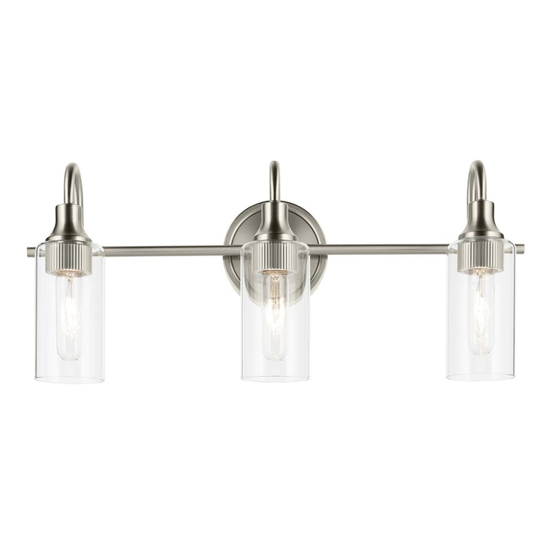 Kichler Kavi 3 Light 23" Wall Mt Bath 3 Arm, Brushed Nickel/Clear