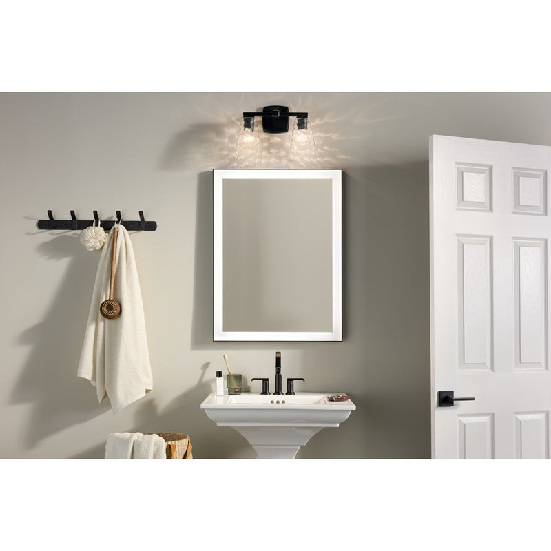 Kichler Marant 14.25in Wide 2-Light Vanity Light | Modern Black Steel & Cased Opal Glass | Bathroom Vanity Light | 2 A-Bulbs, 120V | Model 55215BK