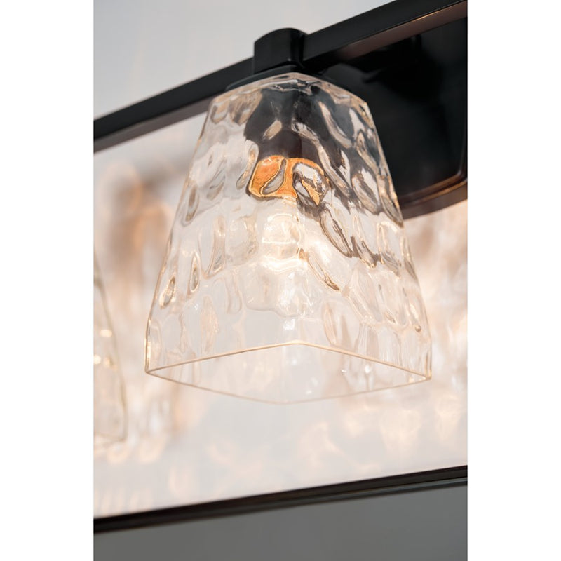 Kichler Marant 3-Light 24in Wide Vanity Light | Modern Black Steel & Opal Glass | Bathroom & Powder Room Light | 3 Bulbs, Dimmable | Model 55216BK