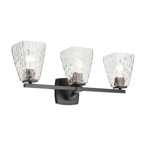 Kichler Marant 3 Light Wall Mt Bath 3 Arm, Black/Clear Water - 55216BKWTR