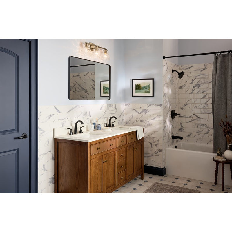 Kichler Marant 3-Light 24in Bathroom Vanity Light | Modern Champagne Bronze & Opal Glass | Master Bath & Guest Powder Room | Dimmable | Model 55216CPZ
