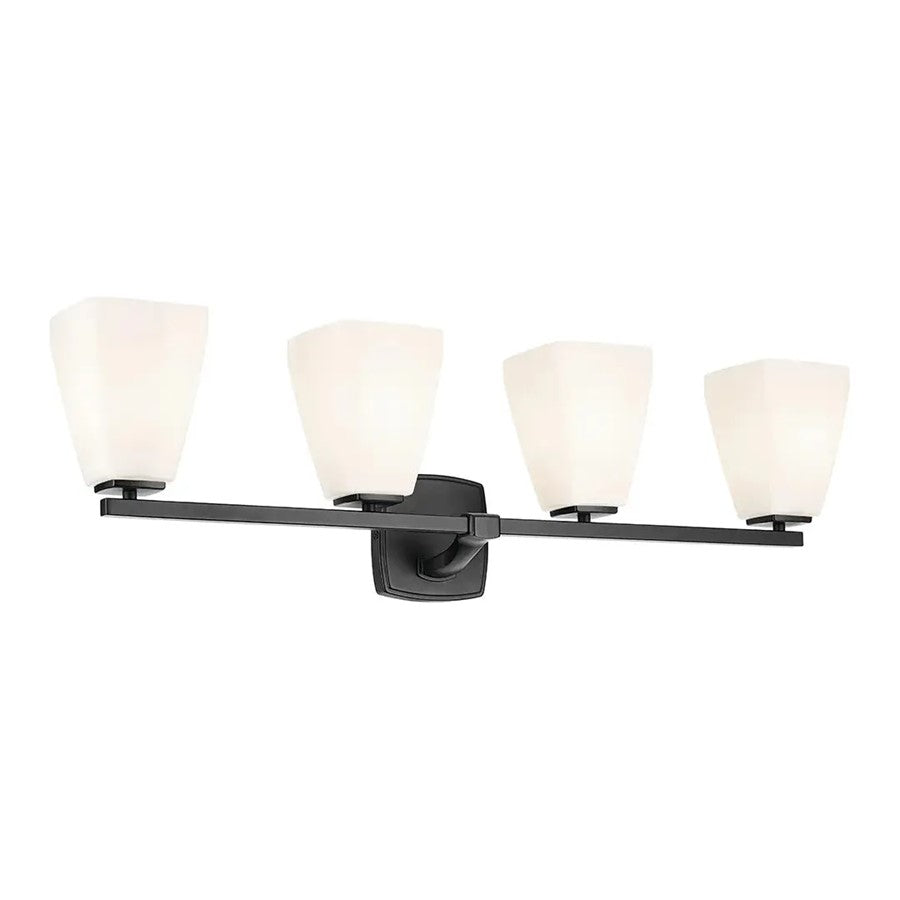 Kichler Marant 4 Light Wall Mt Bath 4 Arm, Black/Cased Opal - 55217BK