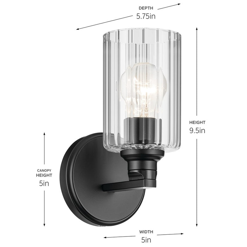 Kichler Gioe 1 Light Wall Sconce, Black/White