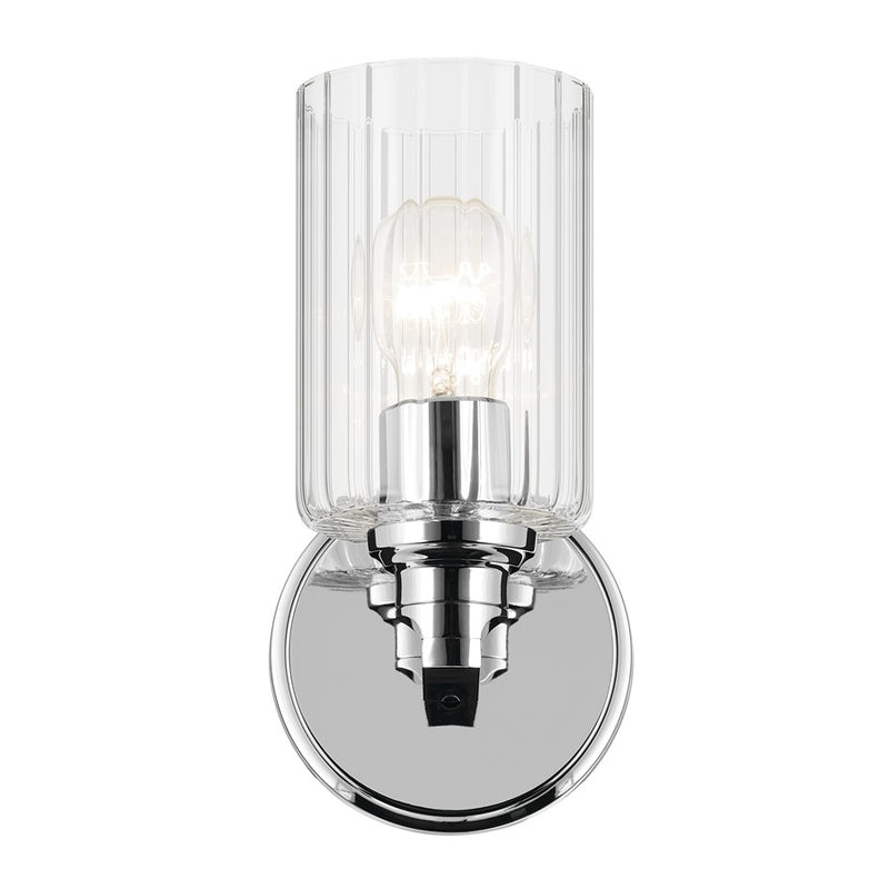 Kichler Gioe 1 Light Wall Sconce, Chrome/Clear Fluted