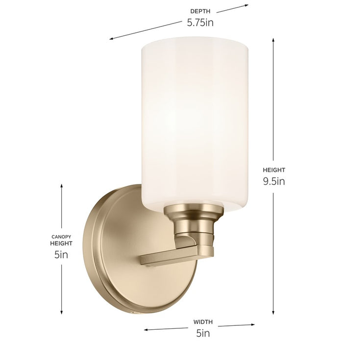 Kichler Gioe 1 Light Wall Sconce, Champagne Bronze/White