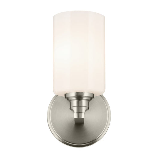 Kichler Gioe 1 Light Wall Sconce, Brushed Nickel/White
