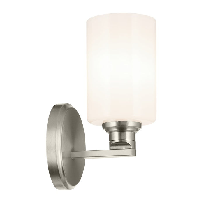 Kichler Gioe 1 Light Wall Sconce, Brushed Nickel/White