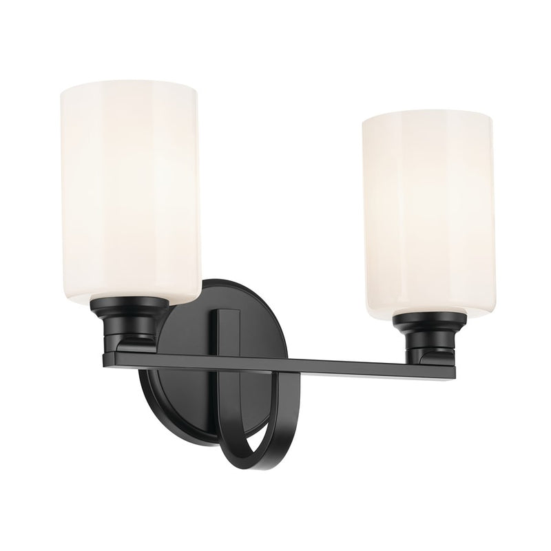 Kichler Gioe 2 Light Wall Mt Bath 2 Arm, Black/White - 55225BK