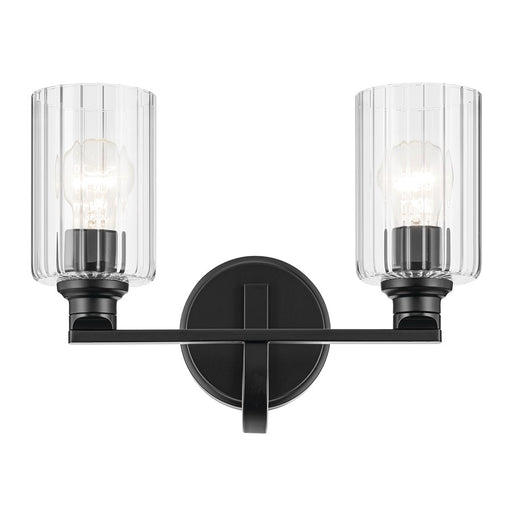 Kichler Gioe 2 Light Wall Mt Bath 2 Arm, Black/Clear Fluted