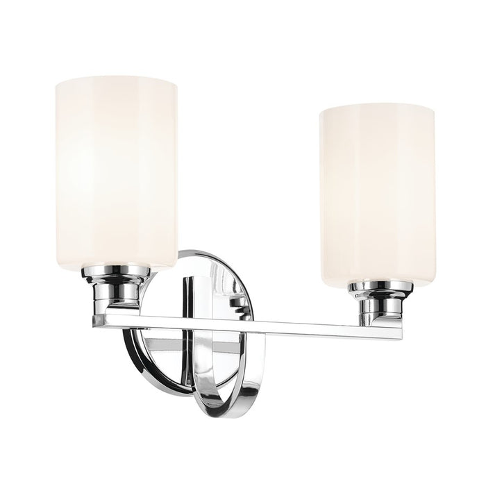 Kichler Gioe 2 Light Wall Mt Bath 2 Arm, Chrome/White - 55225CH