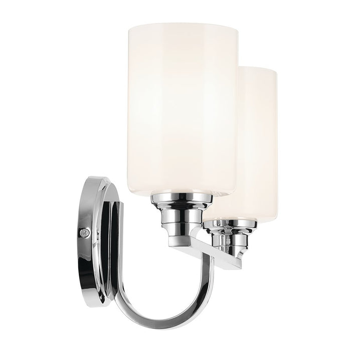 Kichler Gioe 2 Light Wall Mt Bath 2 Arm, Chrome/White