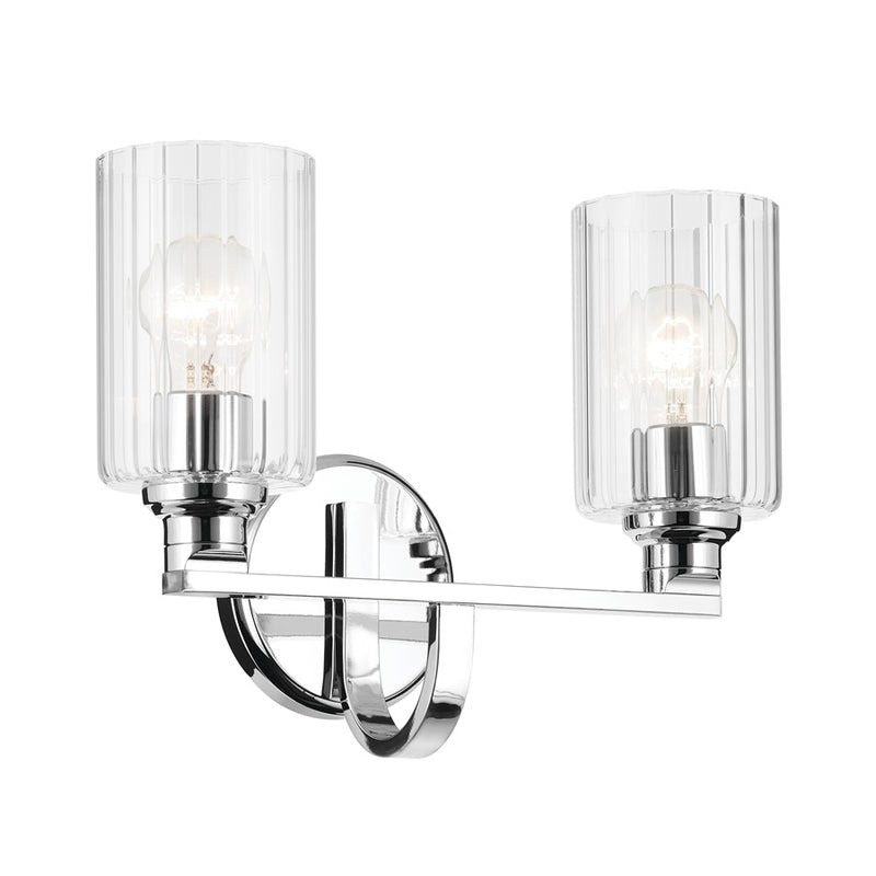 Kichler Gioe 14in Wide 2-Light Bathroom Vanity Light | Chrome Steel & Opal Glass | Bathroom & Powder Room Vanity | 60W Max, 120V, Dimmable | Model 55225CH