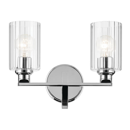Kichler Gioe 2 Light Wall Mt Bath 2 Arm, Chrome/Clear Fluted