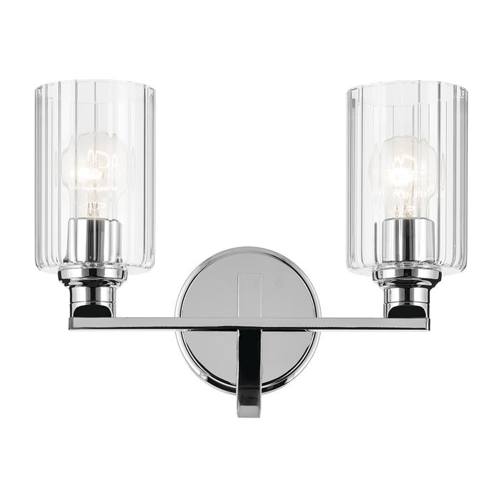 Kichler Gioe 2 Light Wall Mt Bath 2 Arm, Chrome/Clear Fluted