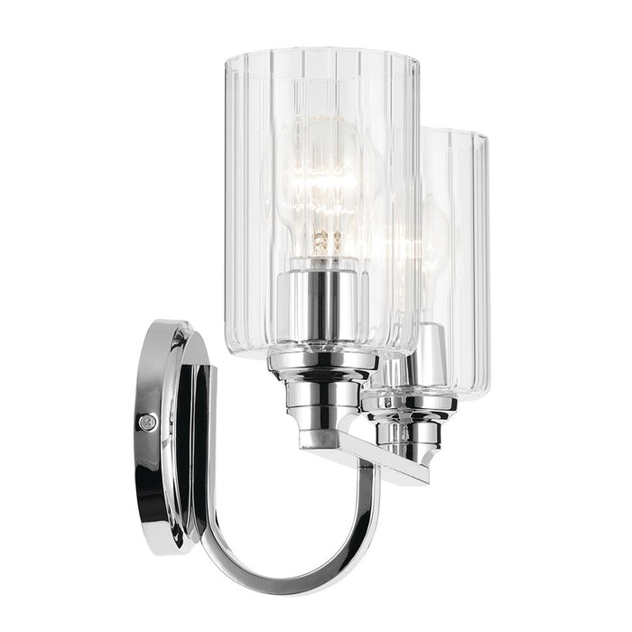 Kichler Gioe 2 Light Wall Mt Bath 2 Arm, Chrome/Clear Fluted