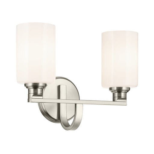 Kichler Gioe 2 Light Wall Mt Bath 2 Arm, Brushed Nickel/White - 55225NI