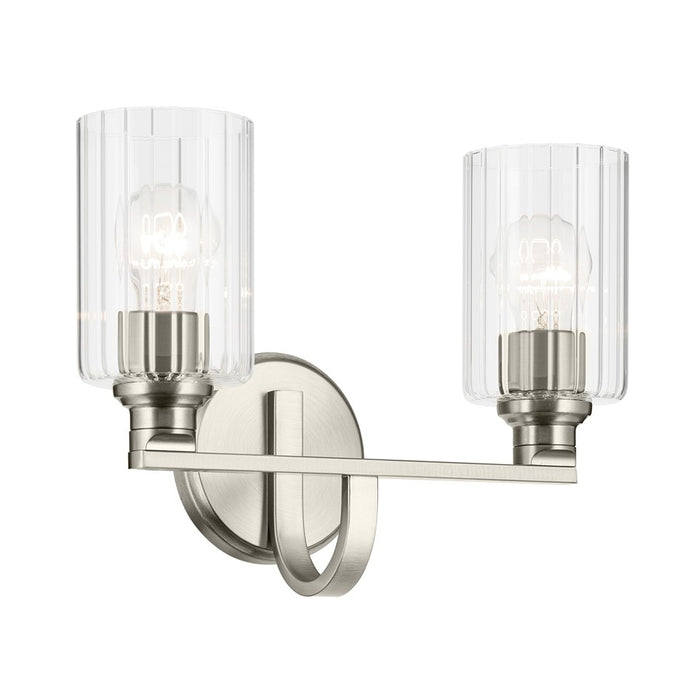 Kichler Gioe 2 Light Wall Mt Bath 2 Arm, Brushed Nickel/White