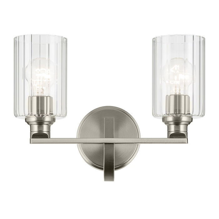 Kichler Gioe 2 Light Wall Mt Bath 2 Arm, Nickel/Clear Fluted