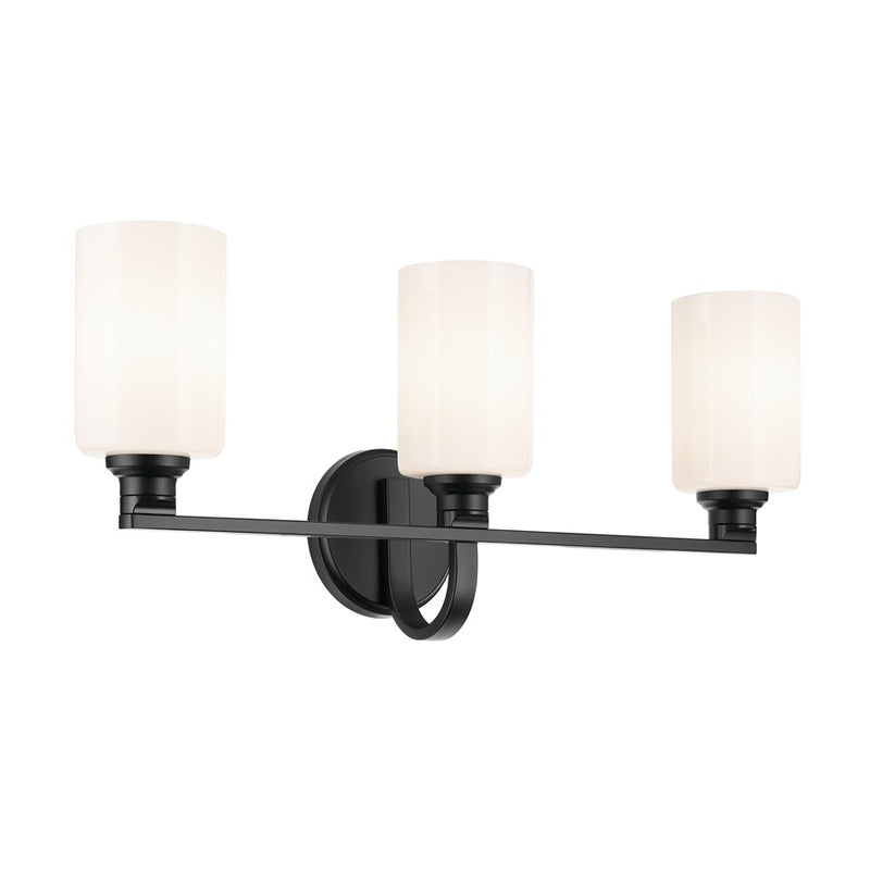 Kichler Gioe 3 Light Wall Mt Bath 3 Arm, Black/White - 55226BK