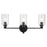 Kichler Gioe 3 Light Wall Mt Bath 3 Arm, Black/Clear Fluted