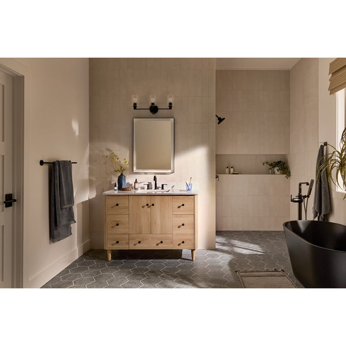 Kichler Gioe 3 Light Wall Mt Bath 3 Arm, Black/Clear Fluted