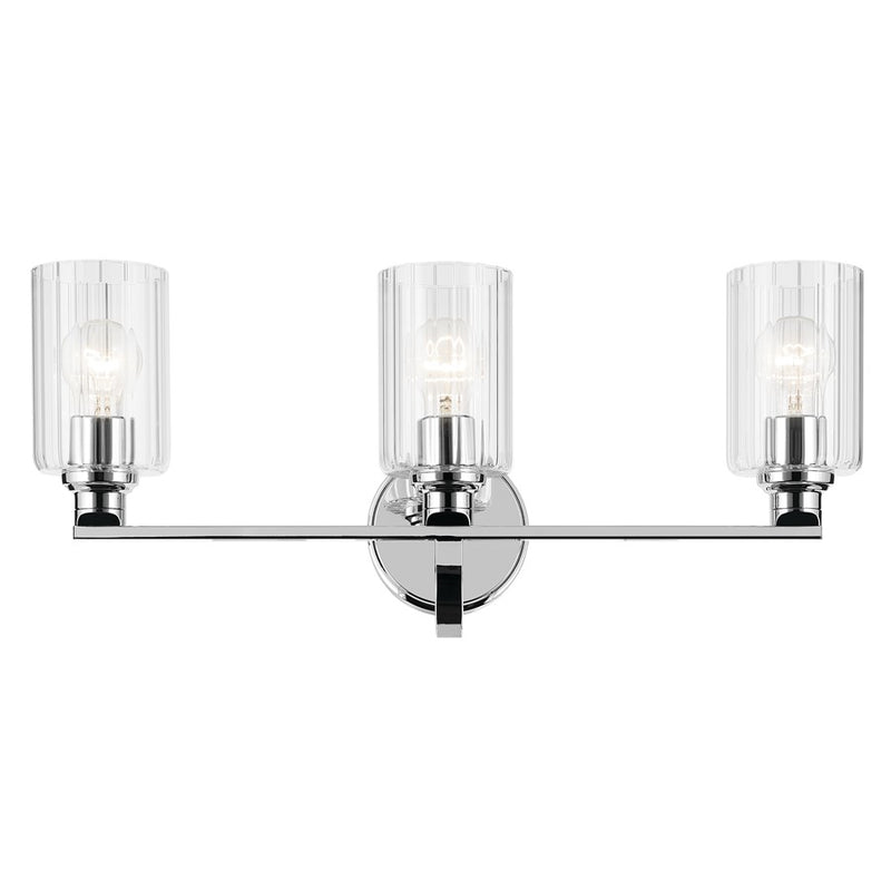 Kichler Gioe 3 Light 24" Wall Mt Bath 3 Arm, Chrome/Clear Fluted