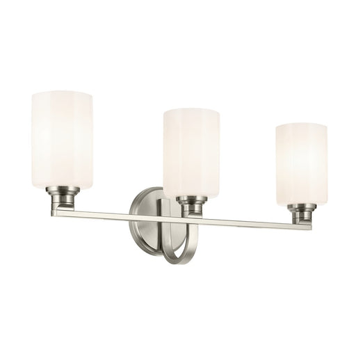 Kichler Gioe 3 Light 24" Wall Mt Bath 3 Arm, Brushed Nickel/White - 55226NI