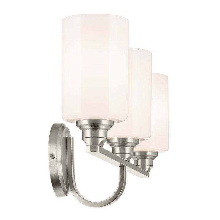 Kichler Gioe 3 Light 24" Wall Mt Bath 3 Arm, Brushed Nickel/White