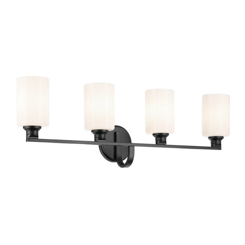 Kichler Gioe 4 Light 32" Wall Mt Bath 4 Arm, Black/White - 55227BK
