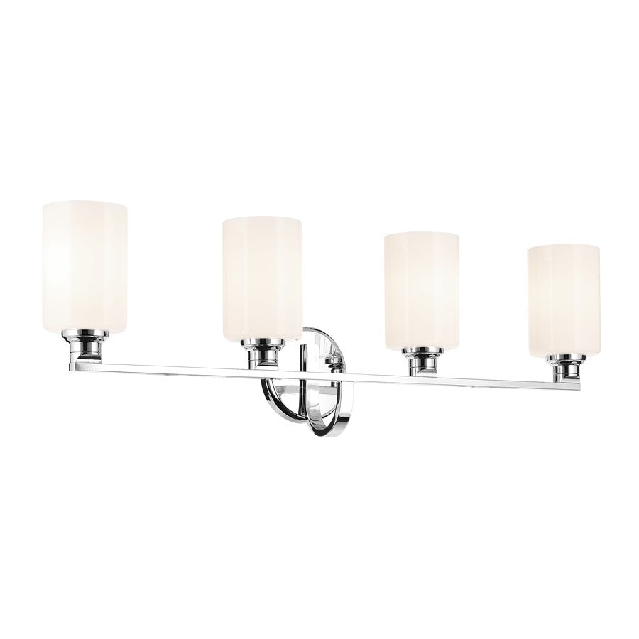 Kichler Gioe 4 Light Wall Mt Bath 4 Arm, Chrome/White - 55227CH