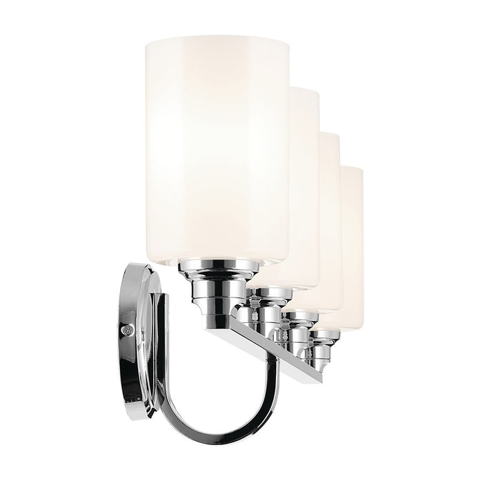 Kichler Gioe 4 Light Wall Mt Bath 4 Arm, Chrome/White