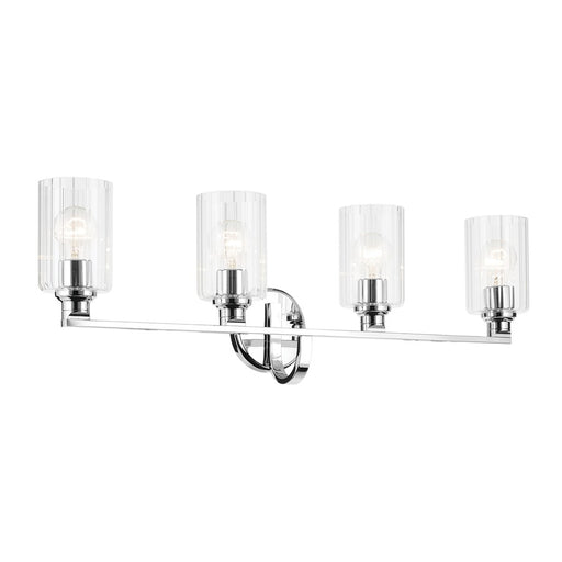 Kichler Gioe 4 Light Wall Mt Bath 4 Arm, Chrome/Clear Fluted - 55227CHFLU