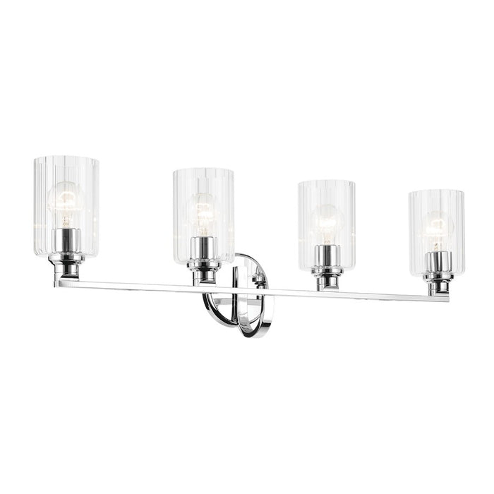 Kichler Gioe 4 Light Wall Mt Bath 4 Arm, Chrome/Clear Fluted - 55227CHFLU
