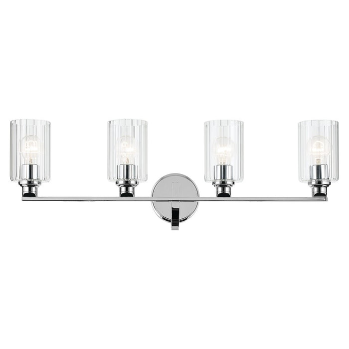 Kichler Gioe 4 Light Wall Mt Bath 4 Arm, Chrome/Clear Fluted