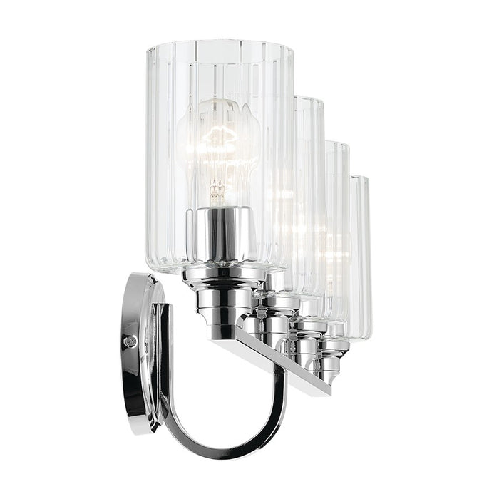 Kichler Gioe 4 Light Wall Mt Bath 4 Arm, Chrome/Clear Fluted