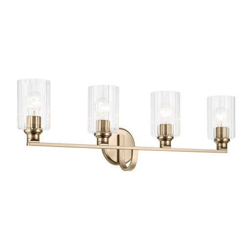 Kichler Gioe 4 Light Wall Mt Bath 4 Arm, Bronze/Clear Fluted - 55227CPZFLU