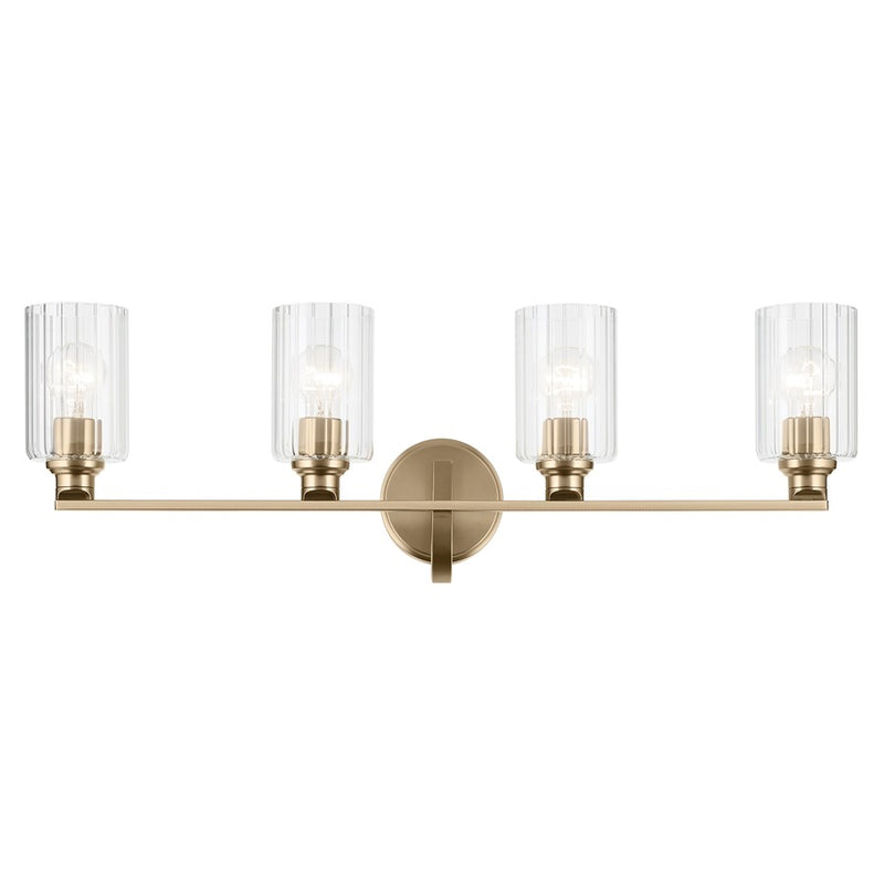 Kichler Gioe 4 Light Wall Mt Bath 4 Arm, Bronze/Clear Fluted
