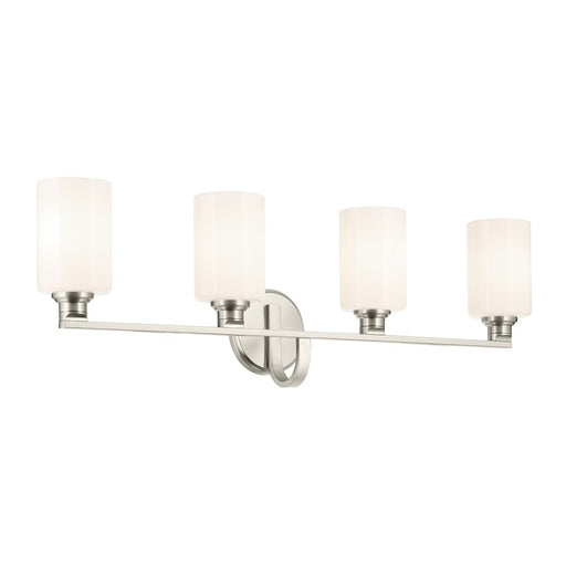 Kichler Gioe 4 Light Wall Mt Bath 4 Arm, Brushed Nickel/White - 55227NI