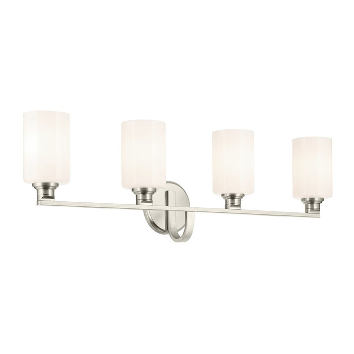 Kichler Gioe 4 Light Wall Mt Bath 4 Arm, Brushed Nickel/White - 55227NI