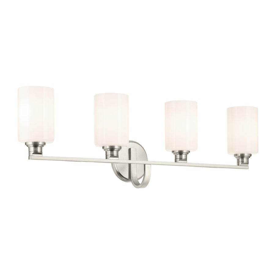 Kichler Gioe 4 Light Wall Mt Bath 4 Arm, Brushed Nickel/White - 55227NI