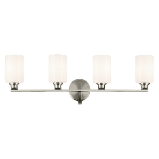Kichler Gioe 4 Light Wall Mt Bath 4 Arm, Brushed Nickel/White
