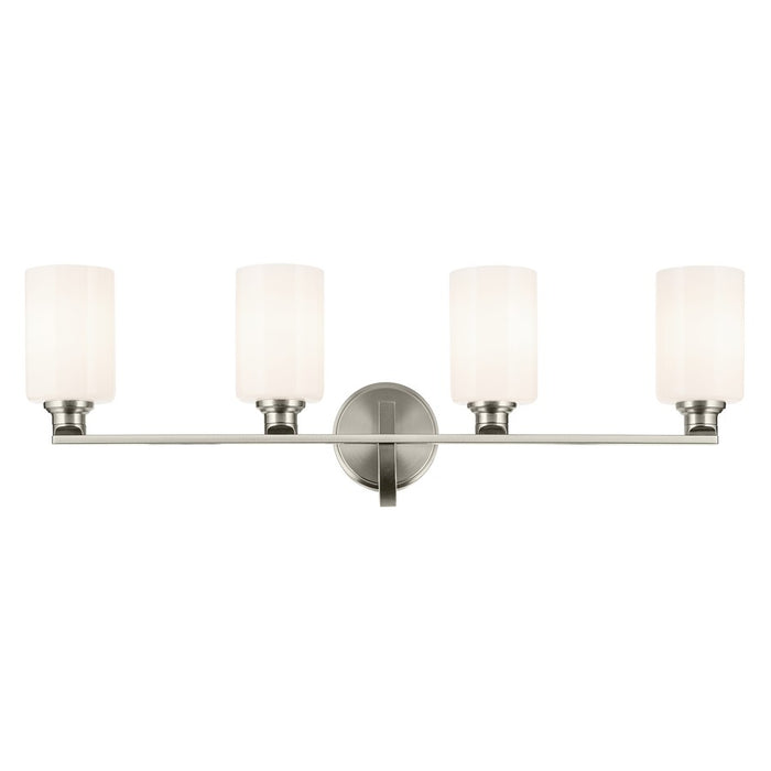 Kichler Gioe 4 Light Wall Mt Bath 4 Arm, Brushed Nickel/White